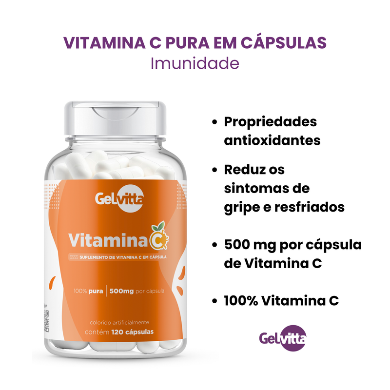 VITAMINA C PURA EM CÁPSULAS IMUNIDADE