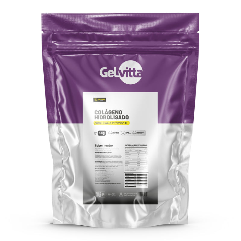 KIT 2X COLÁGENO PURO COM BCAA E VITAMINA C 1 KG + BRINDE