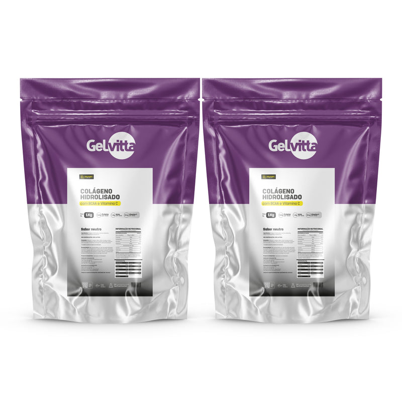 KIT 2X COLÁGENO PURO COM BCAA E VITAMINA C 1 KG