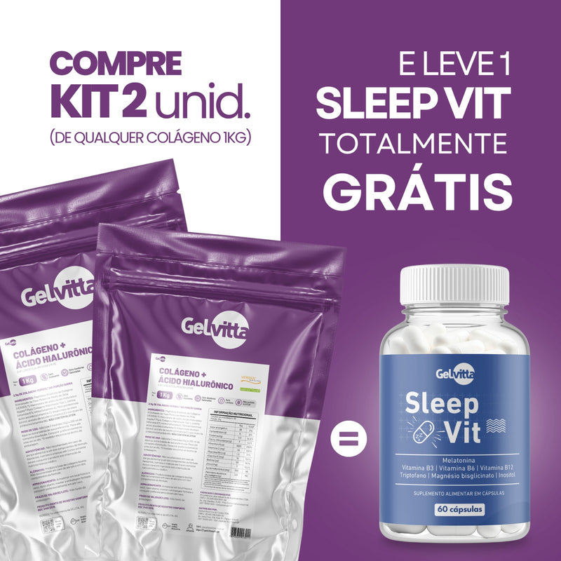 NATAL DE OFERTAS - COMPRE KIT 2X COLÁGENO VERISOL® + ÁCIDO HIALURÔNICO HAPLEX® PLUS + BIOTINA + VITAMINA C 1 KG E GANHE 1 SLEEP VIT