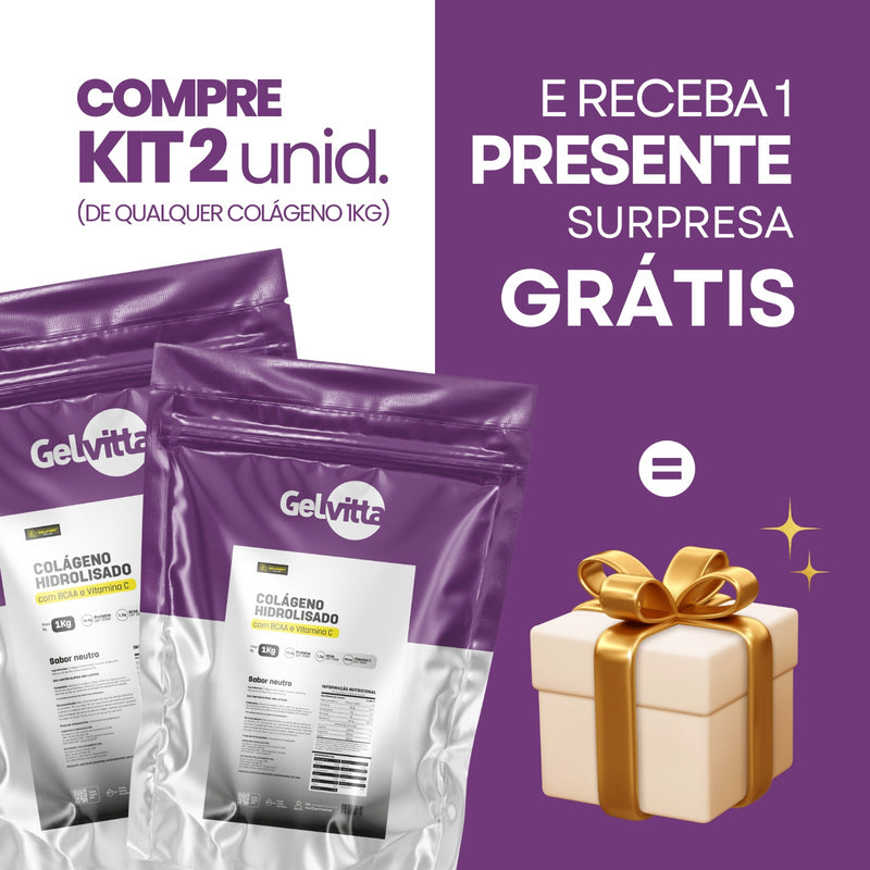 NATAL DE OFERTAS - COMPRE KIT 2X COLÁGENO PURO COM BCAA E VITAMINA C E RECEBA 1 PRESENTE SURPRESA