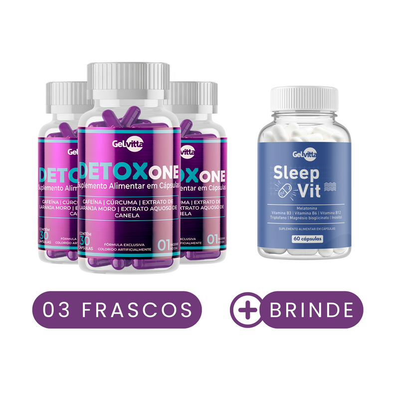 KIT 3X DETOX ONE - EMAGRECEDOR NATURAL - 3 MESES DE TRATAMENTO + BRINDE